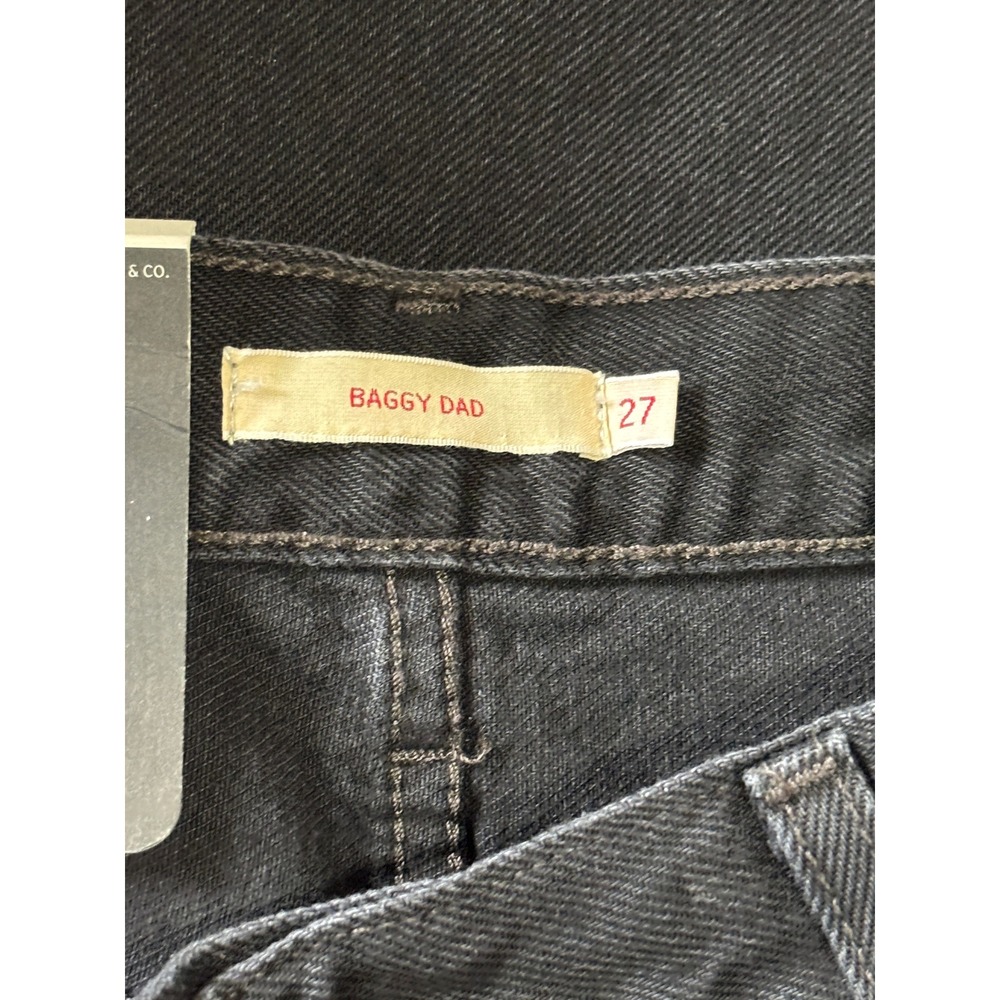Levis Baggy Dad Jeans Womens 27x30 Black Distressed Mid Rise Straight A3494-0018 - Picture 5 of 9